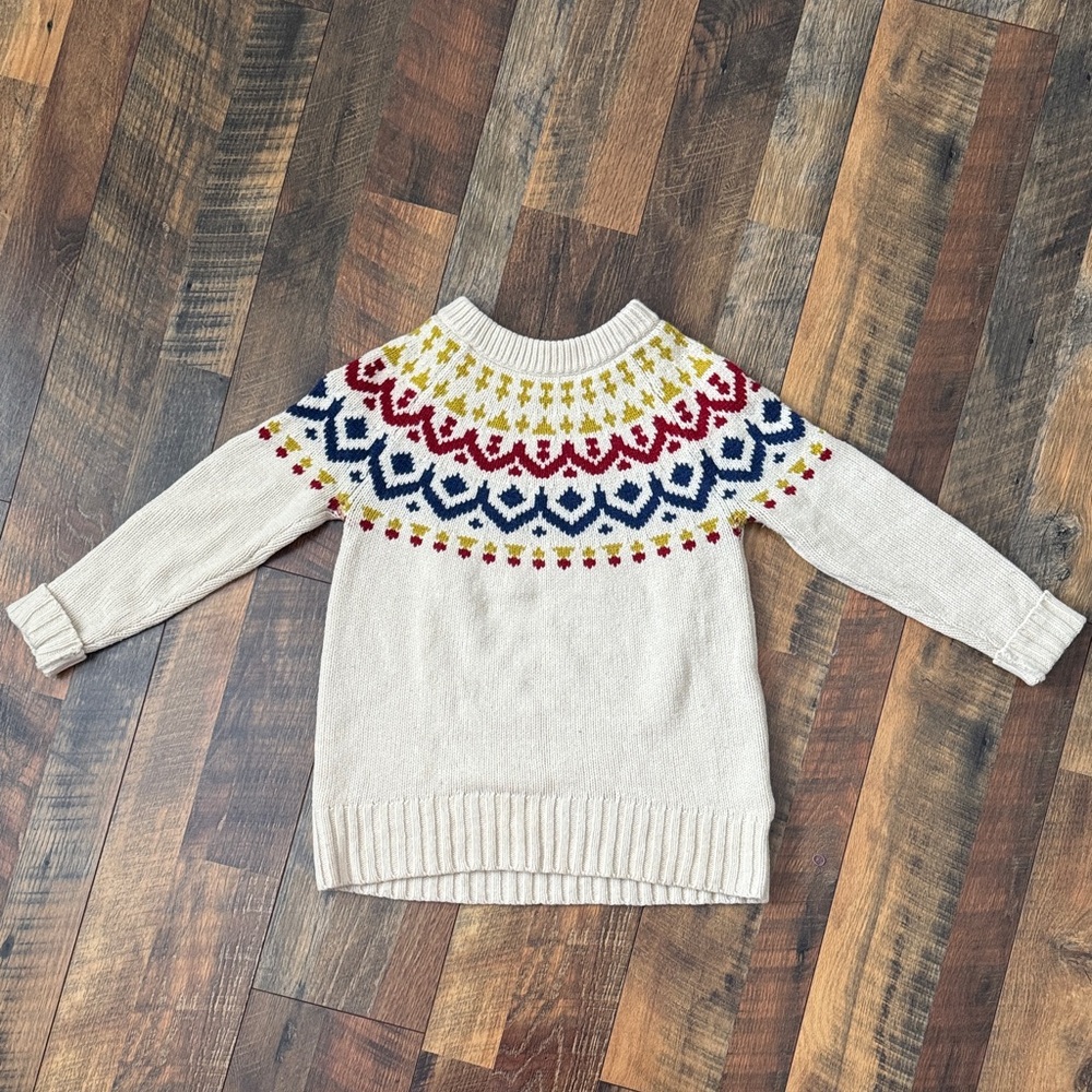 Fair Isle Patterned Cream Wool Sweater XS